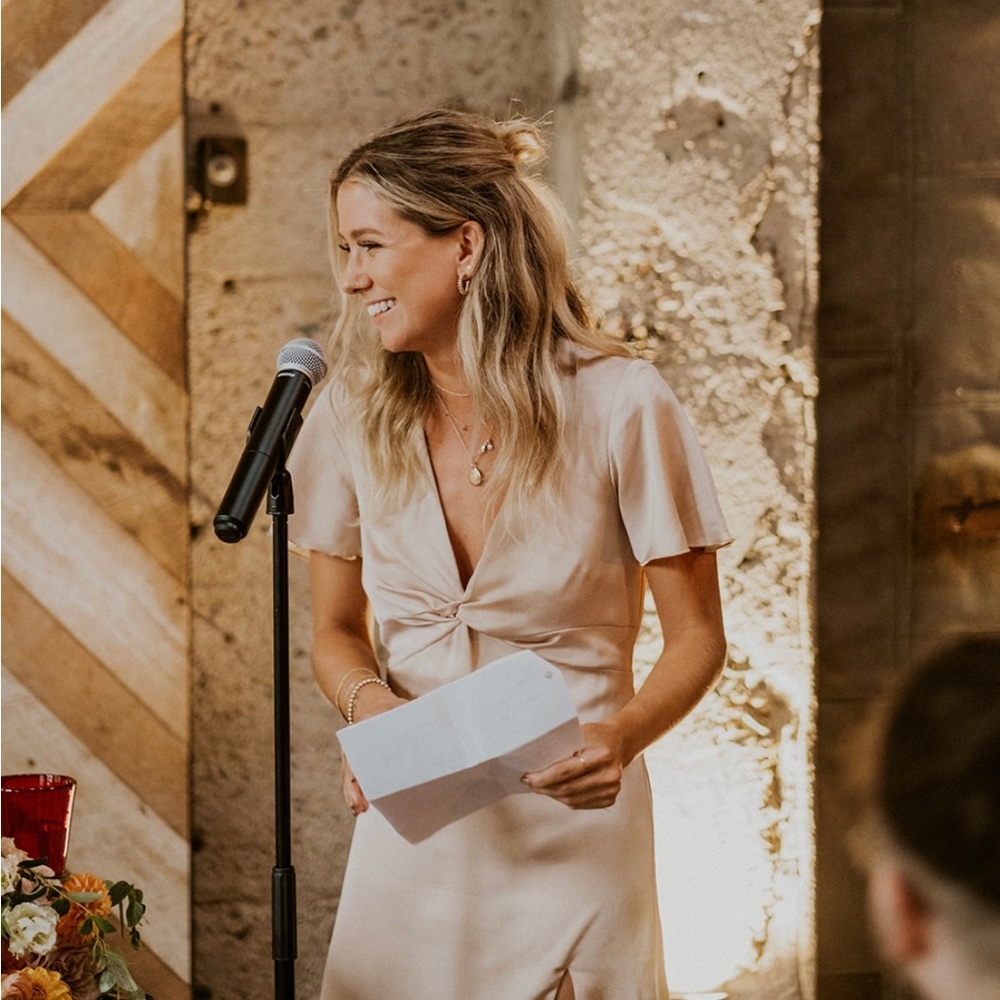 Rome twist gown in champagne